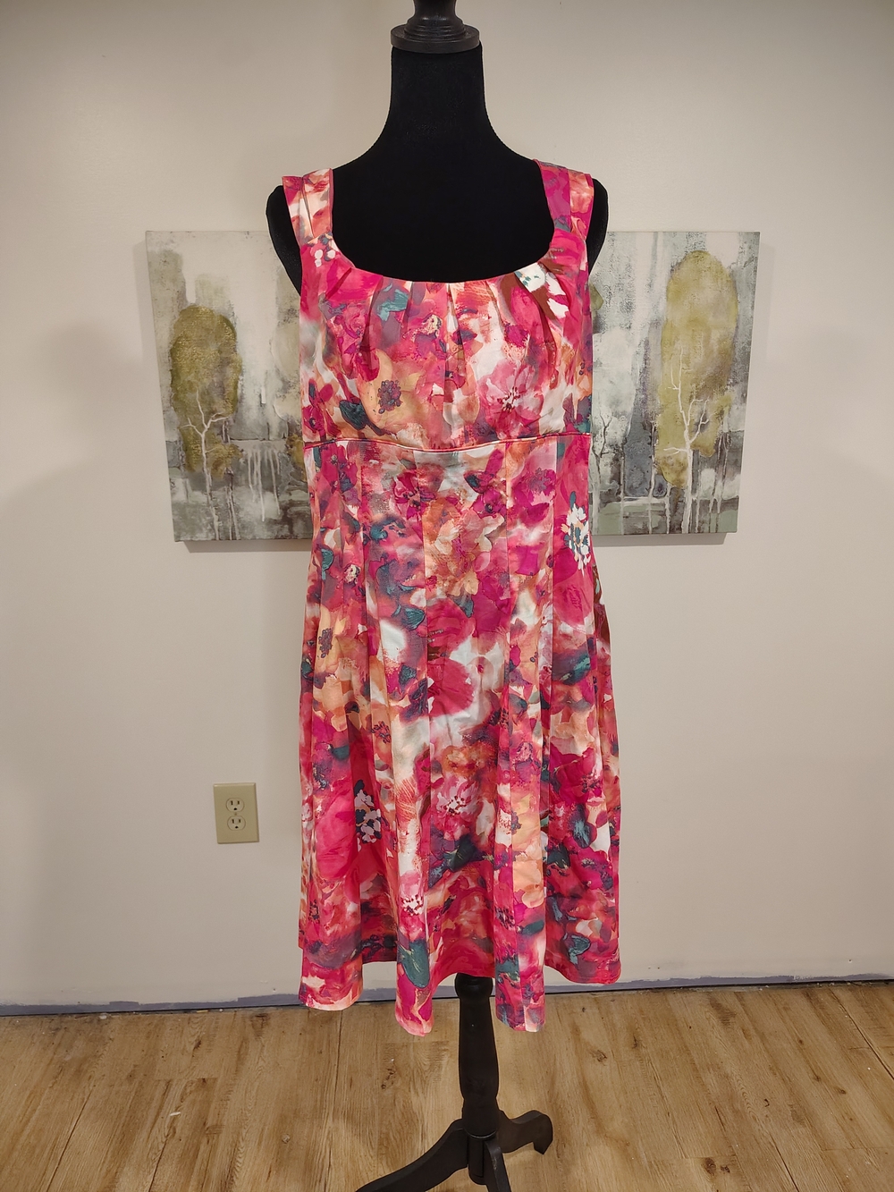 madison leigh Cotton Pink Floral Scoop-Neck Sundress